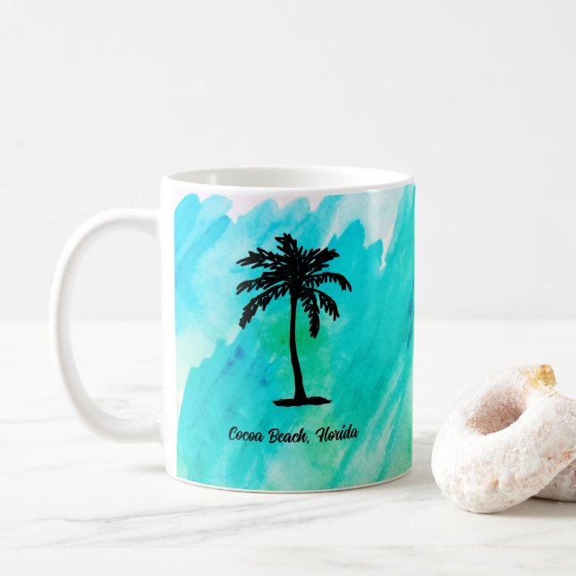 Custom Beach Palm Tree Nautical Coffee Mug (With Donut)