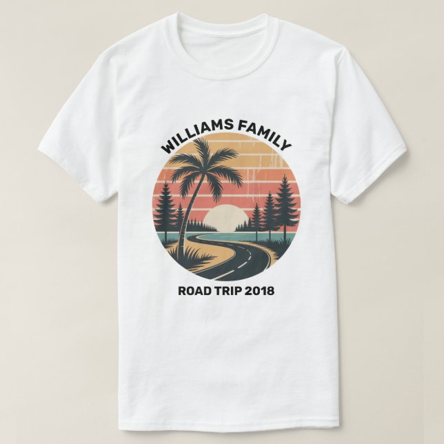 Custom Beach Palm Tree Summer Sunset T-Shirt (Design Front)