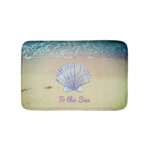 Custom Beach Sand & Seashell Bath Mat