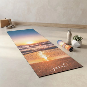 Custom Beach Sunset Seaside Sand Template Fitness Yoga Mat