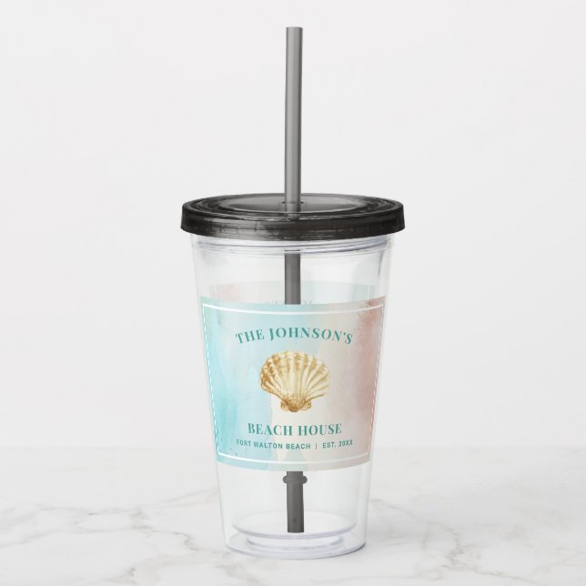 Custom Beach Themed Acrylic Tumbler (Front)