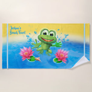 Custom Beach towel Leapfrog splash for him.