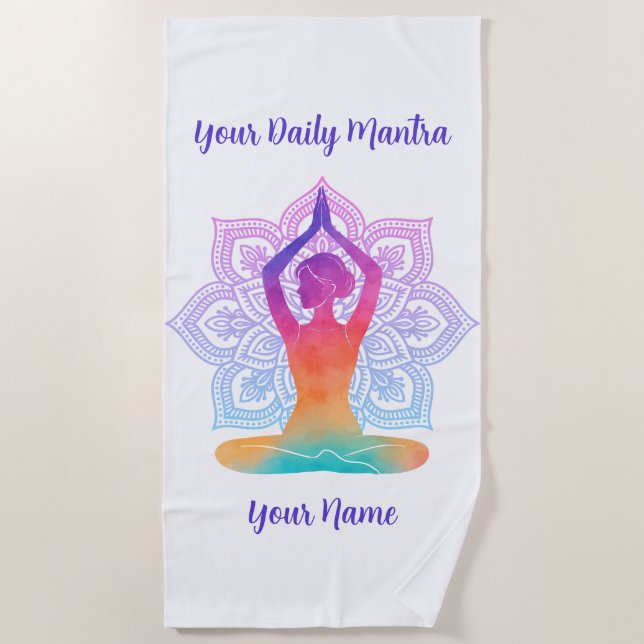 Custom Beach Towel with Name & Mantra (Front)