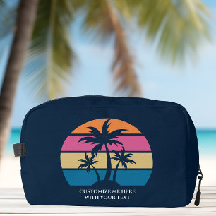 Custom Beach Vacation Cute Tropical Palm Tree Blue Dopp Kit