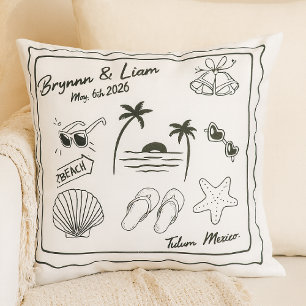 Custom Beach Wedding Pillow Cover – Personalized