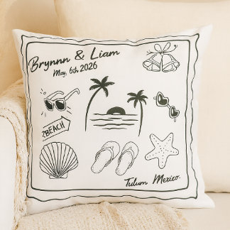 Custom Beach Wedding Pillow Cover – Personalized