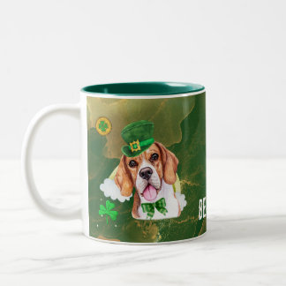 Custom Beagle Gold St. Patricks Day Two-Tone Coffee Mug