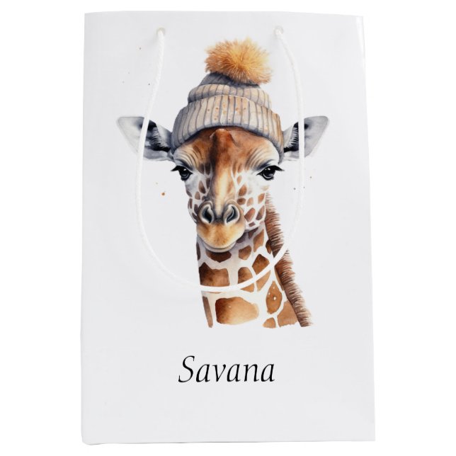 Custom Beanie Bunch Giraffe Winter Hat Bag (Front)