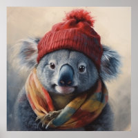 Custom Beanie Bunch Red Hat Koala Art Poster