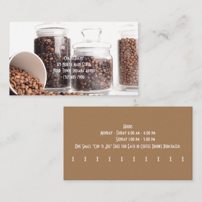 Custom Beans Coffee Shop Business & Punch Card (Front/Back)