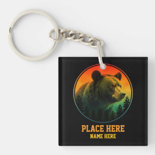 Custom bear animal place country souvenir key ring