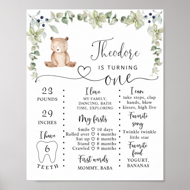 Custom bear Milestone poster (Front)