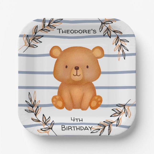 Custom Bear Paper Plate (Front)