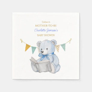 Custom Bear reading a book Baby Shower Napkin