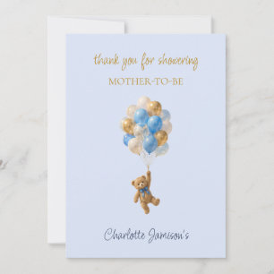 Custom Bear with balloons Thank you Baby Shower Card