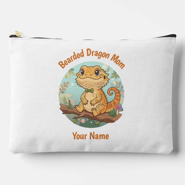Custom Bearded Dragon Mom Accessory Pouch (Front)