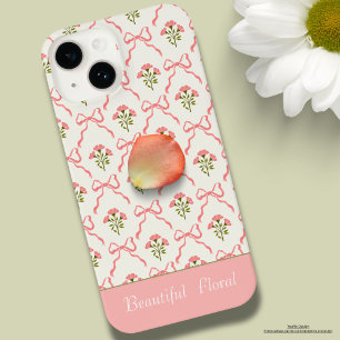 Custom beautiful floral Pink background modern iPhone 14 Case