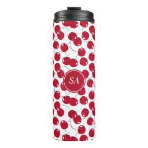 Custom Beautiful Fresh Red Cherry Pattern Thermal  Tumbler