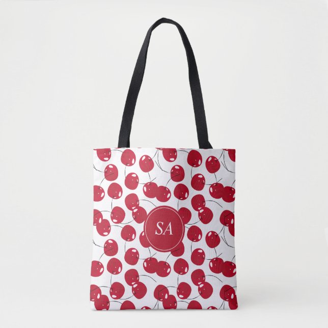 Custom Beautiful Fresh Red Cherry Pattern Tote Bag (Front)