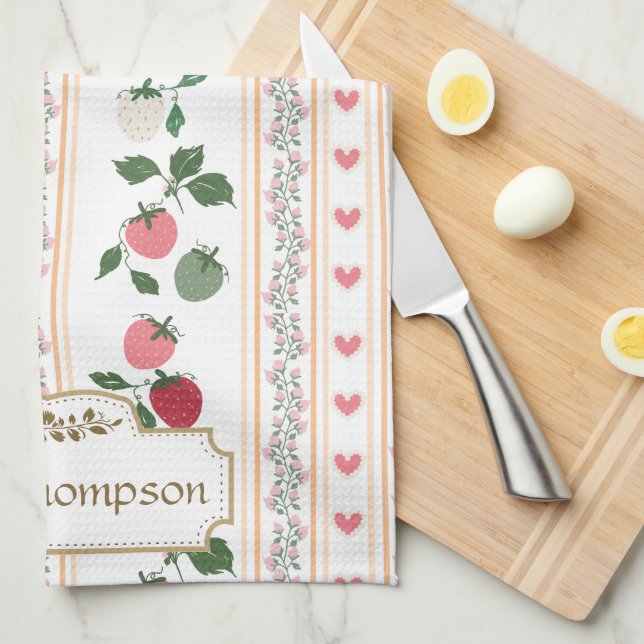 Custom beautiful retro pattern botanical mama tea towel (Quarter Fold)