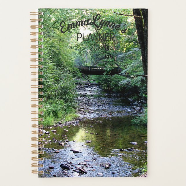Custom Beautiful Sunlight On Water Mountain Stream Planner (Front)