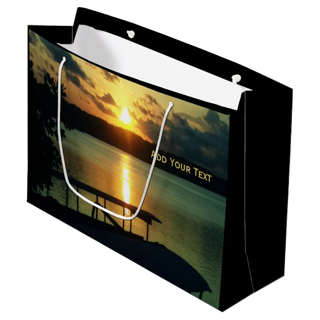 Custom Beautiful Sunset Sea Sky In Bali Photo Large Gift Bag (Front Angled)