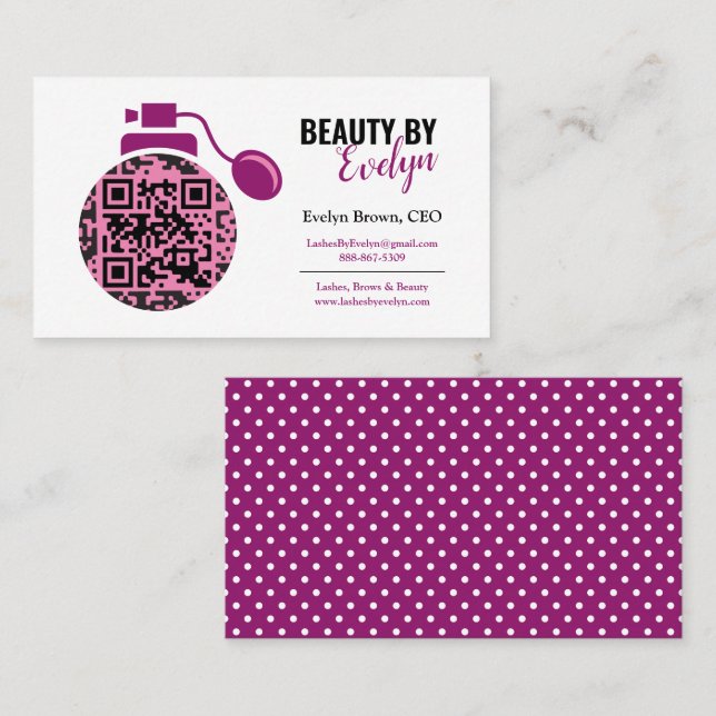 Custom Beauty Salon Business Cards | QR Code (Front/Back)