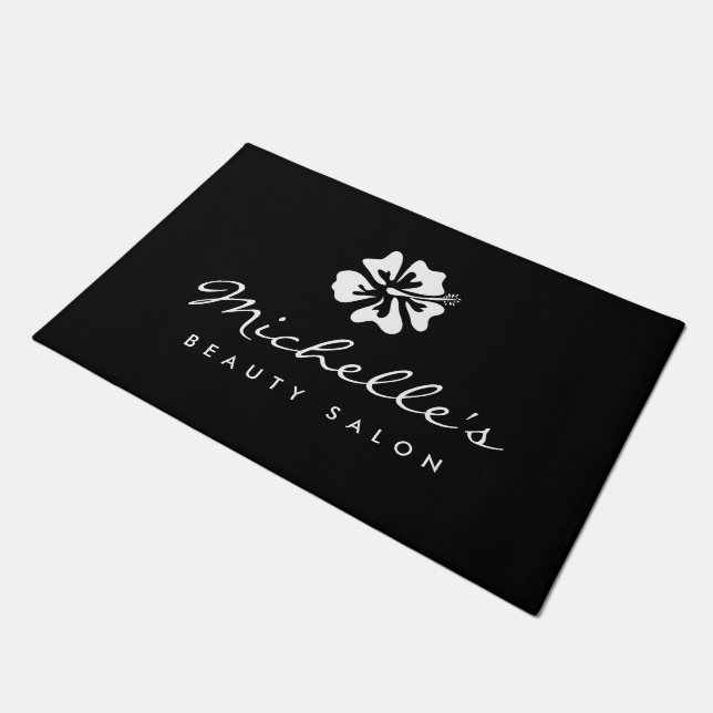 Custom beauty salon door mat for beautician (Angled)