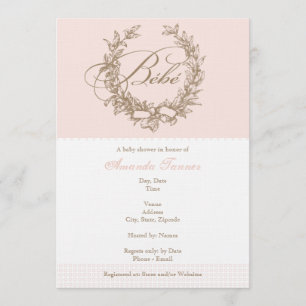 Custom Bebe - Pink French Baby Shower Invitation