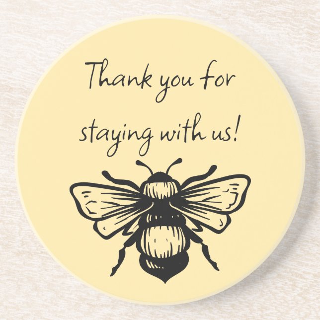 Custom Bee Coasters Sandstone Coasters (Front)