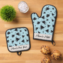Custom Bee Oven Mitt & Pot Holder Set for Her