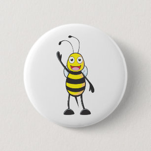 Custom Bee Waving His Hand 6 Cm Round Badge