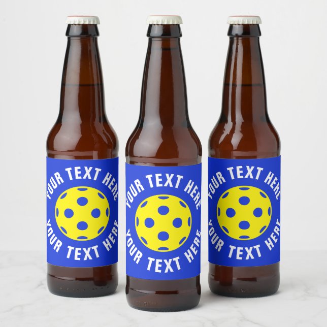Custom beer bottle labels with pickleball logo (Bottles)