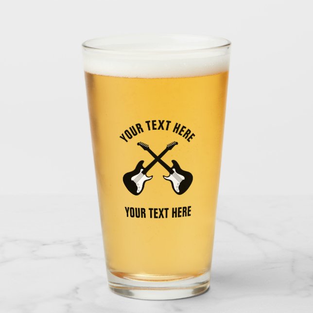 Custom beer glasses with electric guitar logo (Front Filled)