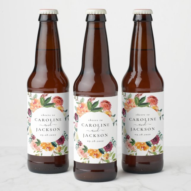 Custom Beer Labels for Autumn Wedding (Bottles)