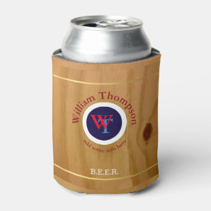 custom beer monogram (name & initials) on wood can cooler
