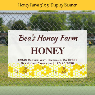Custom Bees Honey Farm 3' x 5' Display Banner