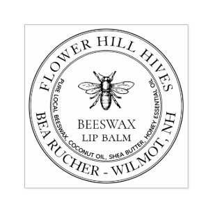 Custom Beeswax Lip Balm with Heraldic Honeybee     Rubber Stamp
