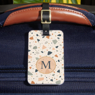 Custom Beige Abstract Terrazzo Mosaic Pattern Luggage Tag