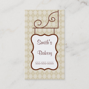 Custom Beige Argyle Sign Business Card
