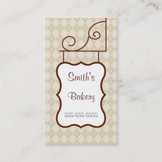 Custom Beige Argyle Sign Business Card (Front)