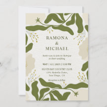 Custom Beige Grey Green Forest Floral Fest Wedding