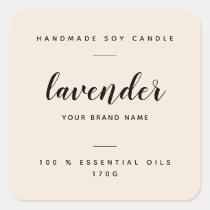 Custom beige packaging candle product label