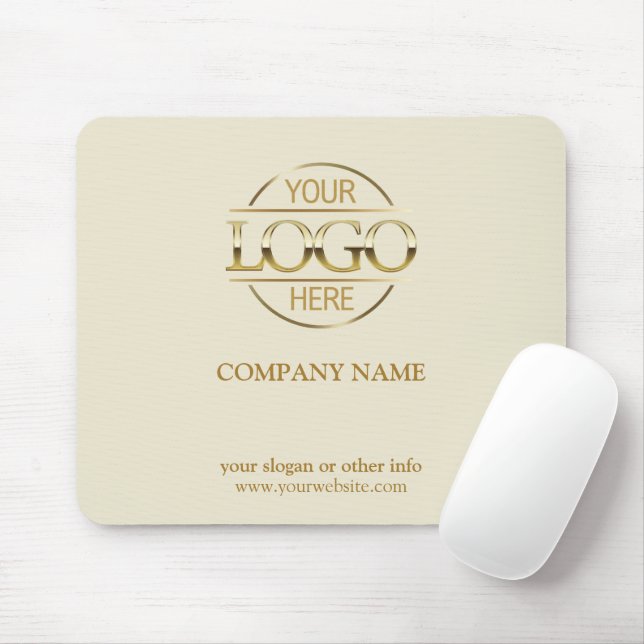Custom Beige Promotional Company Business Logo Mouse Mat (With Mouse)
