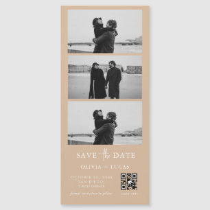 Custom Beige QR Code Photo Strip Magnetic Wedding