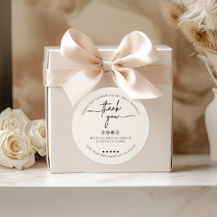 Custom Beige Sticker Thank You Label Packaging