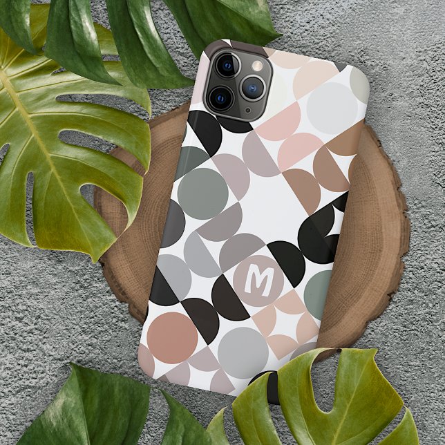 Custom Beige Tan Grey Teal Black Green Retro Art Case-Mate iPhone Case (Creator Uploaded)