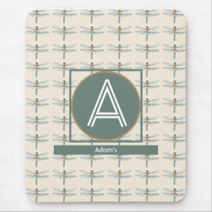 CUSTOM BEIGE TRENDY DRAGONFLY MOUSE MAT