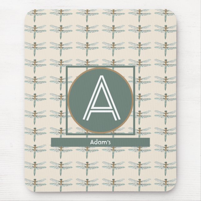 CUSTOM BEIGE TRENDY DRAGONFLY MOUSE MAT (Front)