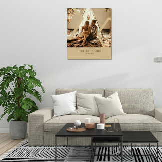 Custom Beige wedding date Stretched Canvas